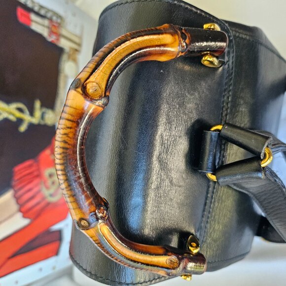 EUC Gucci Bamboo Backpack Leather Mini Black - Picture 4 of 13